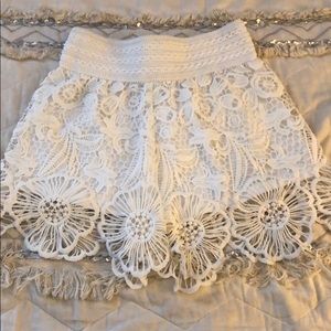 White lace shorts